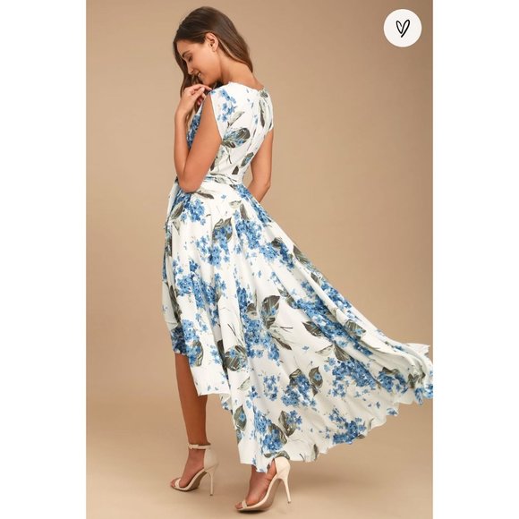 Lulus Dresses & Skirts - NEW Lulus Hydrangea Floral Faux Wrap Maxi Dress, med